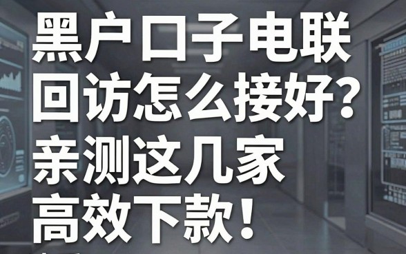 黑户口子电联回访怎么接好?亲测这几家高效下款,速看!