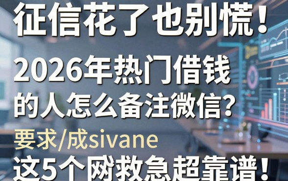 征信花了也别慌！2026年热门借钱的人怎么备注微信？这5个网贷救急超靠谱