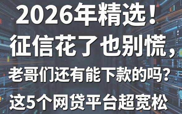 2026年精选!征信花了也别慌,老哥们还有能下款的吗?这5个网贷平台超宽松!