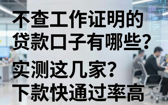 不查工作证明的贷款口子有哪些?实测这几家下款快通过率高!