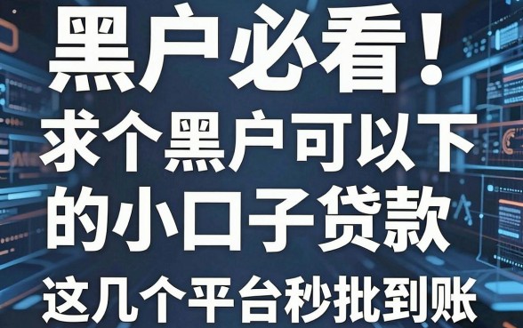 黑户必看!求个黑户可以下的小口子贷款,这几个平台秒批到账