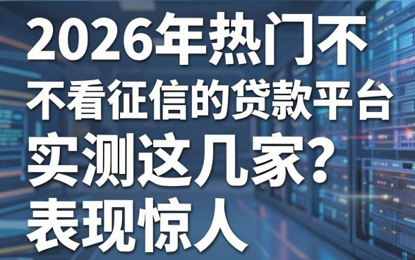 2026年热门不看征信的贷款平台可靠吗?实测这几家表现惊人!