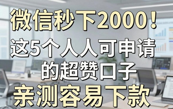 微信秒下2000!这5个人人可申请的超赞口子,亲测容易下款!