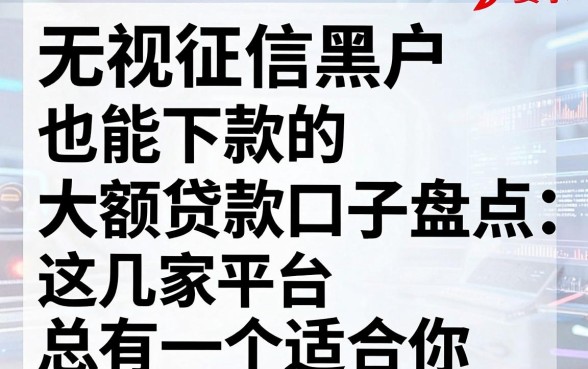 无视征信黑户也能下款的大额贷款口子盘点,这几家平台总有一个适合你!