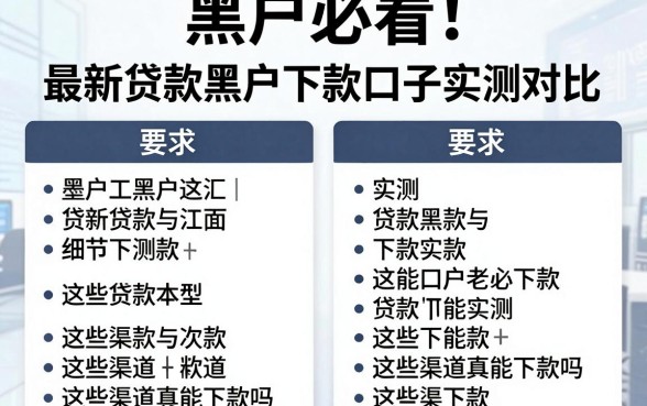 黑户必看!最新贷款黑户下款口子实测对比,这些渠道真能下款吗?