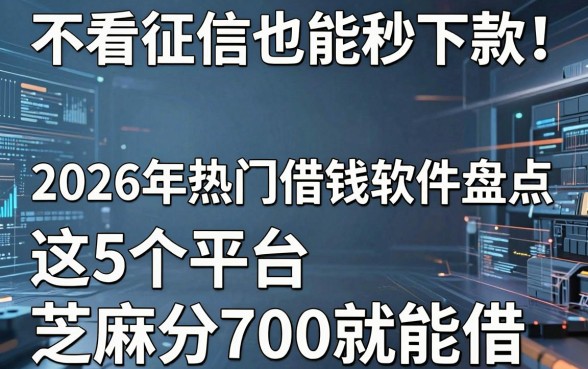 不看征信也能秒下款!2026年热门借钱软件盘点,这5个平台芝麻分700就能借