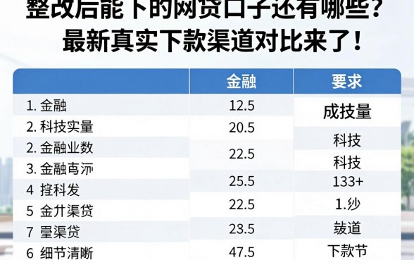 整改后能下的网贷口子还有哪些？最新真实下款渠道对比来了！