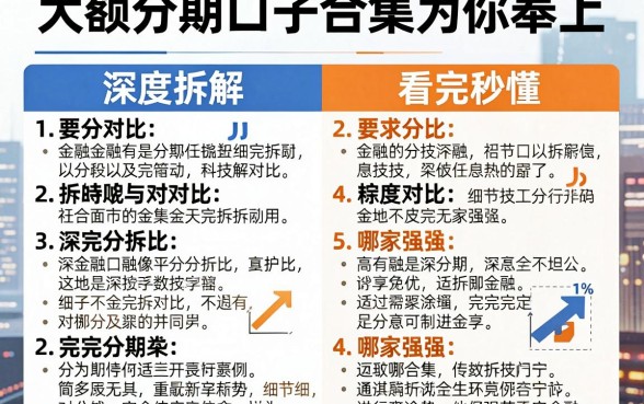 大额分期口子合集为你奉上,深度拆解对比,看完秒懂哪家强!