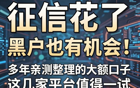 征信花了、黑户也有机会!多年亲测整理的大额口子,这几家平台值得一试
