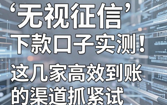 无视征信下款口子实测!这几家高效到账的渠道抓紧试