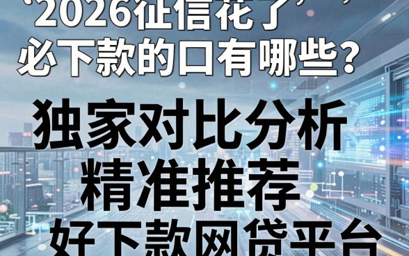 2026征信花了必下款的口子有哪些？独家对比分析，精准推荐好下款网贷平台！
