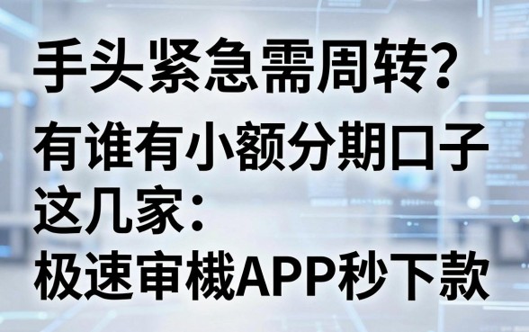 手头紧急需周转?有谁有小额分期口子,这几家极速审核APP秒下款!