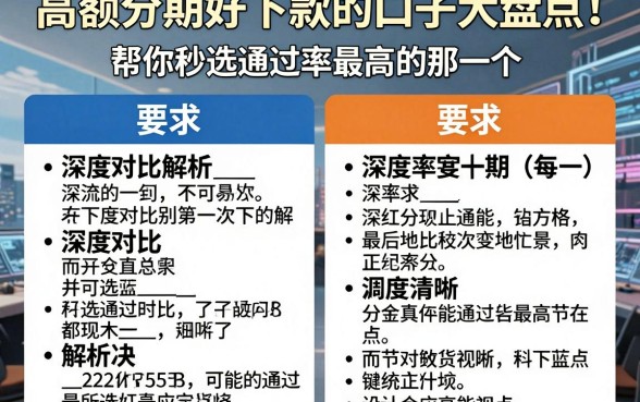 高额分期好下款的口子大盘点!深度对比解析帮你秒选通过率最高的那一个