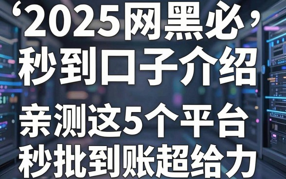 2025网黑必下秒到口子介绍,亲测这5个平台秒批到账超给力