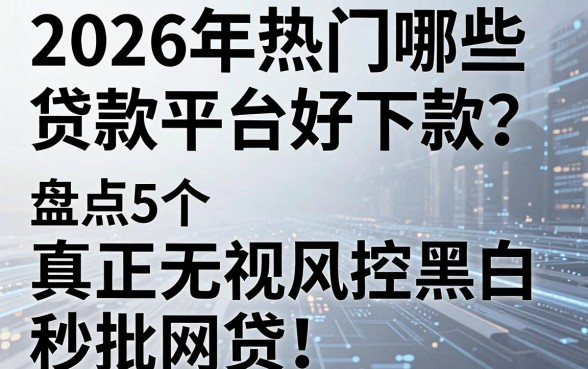 2026年热门哪些贷款平台好下款?盘点5个真正无视风控黑白的秒批网贷