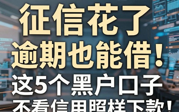征信花了、逾期也能借!这5个黑户口子,不看信用照样下款