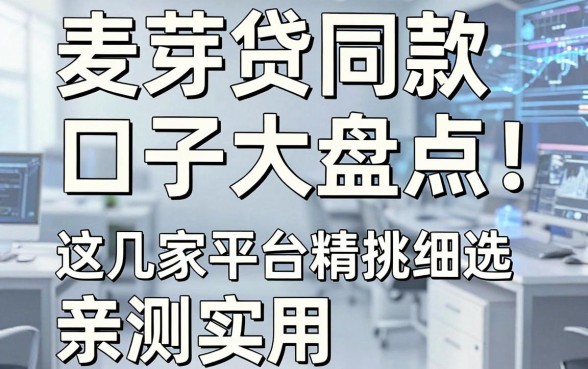 麦芽贷同款口子大盘点！这几家平台精挑细选，亲测实用