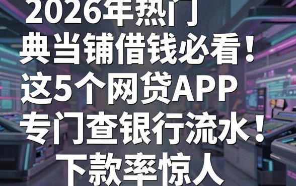 2026年热门典当铺借钱必看!这5个网贷APP专门查银行流水,下款率惊人