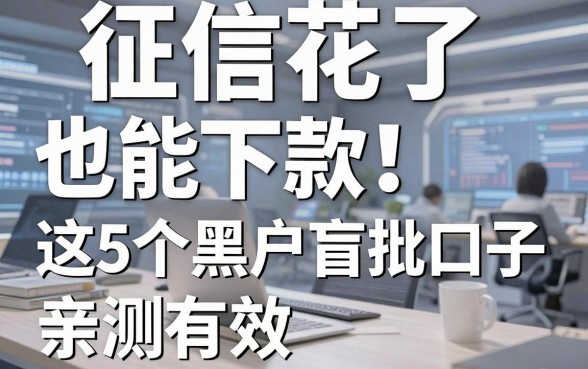 征信花了也能下款!这5个黑户盲批口子亲测有效