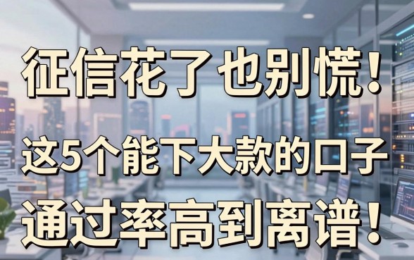 征信花了也别慌!这5个能下大款的口子,通过率高到离谱