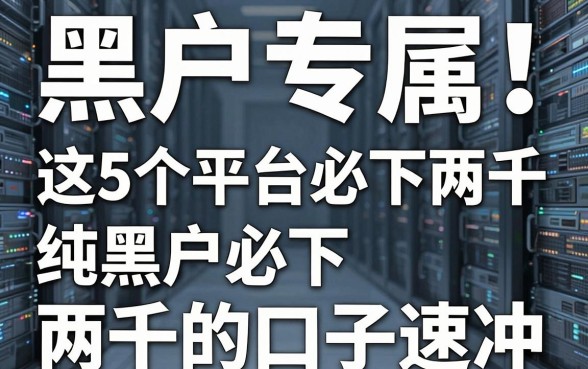 黑户专属!这5个平台必下两千,纯黑户必下两千的口子速冲