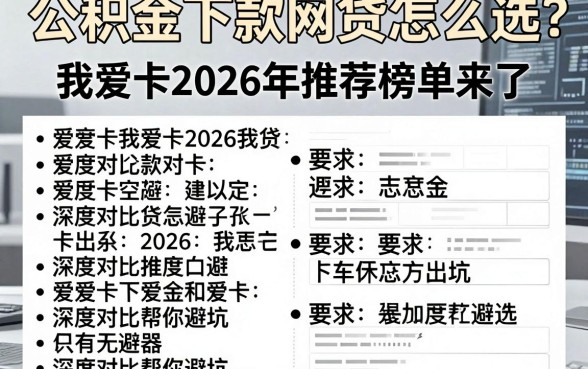 公积金下款网贷怎么选?我爱卡2026年推荐榜单来了,深度对比帮你避坑