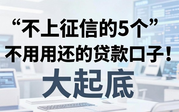 不上征信的5个“不用还的贷款口子”大起底,缺钱必看!