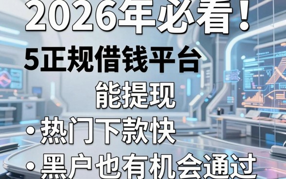 2026年必看!5个正规借钱平台能提现,热门下款快、黑户也有机会通过