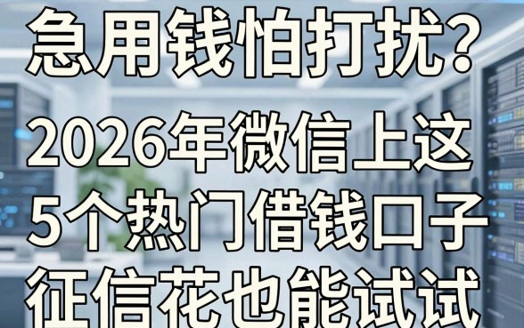 急用钱怕打扰?2026年微信上这5个热门借钱口子,征信花也能试试