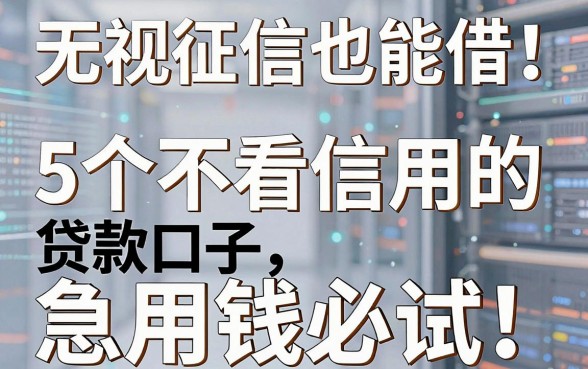 无视征信也能借!5个不看信用的贷款口子,急用钱必试