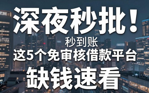 深夜秒批秒到账!这5个免审核借款平台,缺钱速看