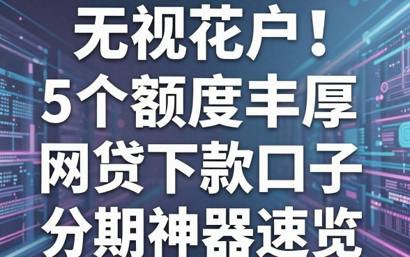 无视花户！5个额度丰厚的网贷下款口子，分期神器速览