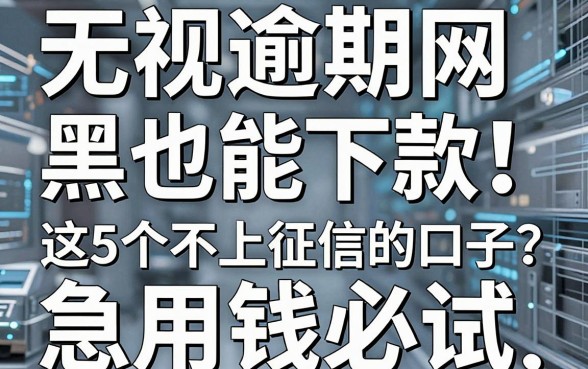 无视逾期网黑也能下款！这5个不上征信的口子，急用钱必试