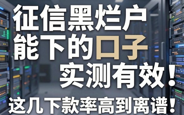 征信黑烂户能下的口子实测有效，这几家下款率高到离谱！