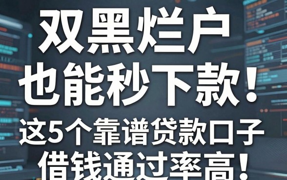 双黑烂户也能秒下款!这5个靠谱贷款口子借钱通过率高