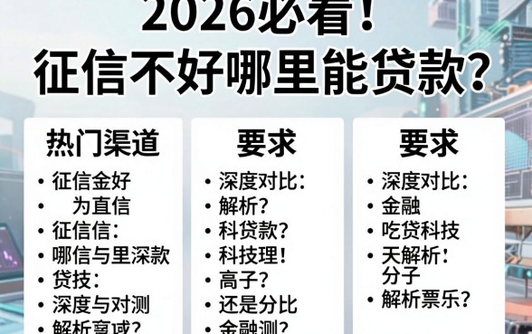 2026必看!征信不好哪里能贷款?热门渠道深度对比解析