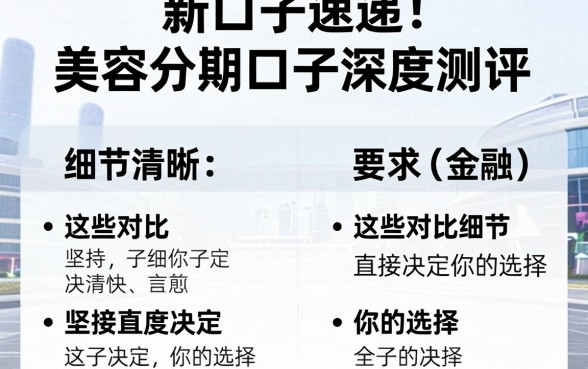 新口子速递!美容分期口子深度测评:这些对比细节直接决定你的选择
