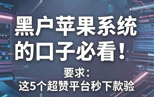 黑户苹果系统的口子必看！这5个超赞平台秒下款体验