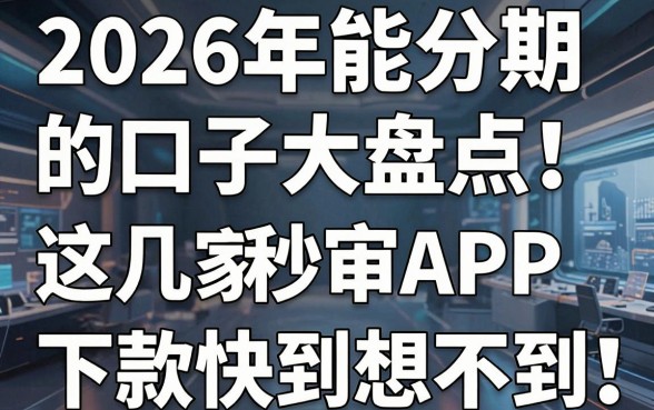 2026年能分期的口子大盘点!这几家秒审APP,下款快到想不到!