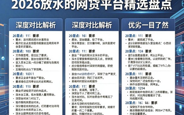 2026放水的网贷平台精选盘点，深度对比解析，优劣一目了然！