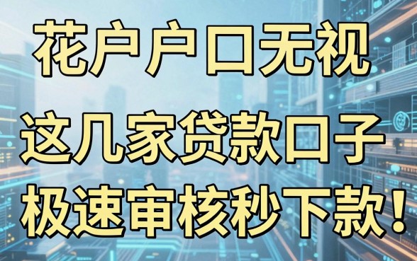 花户户口无视,这几家贷款口子极速审核秒下款!
