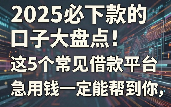 2025必下款的口子大盘点!这5个常见借款平台,急用钱一定能帮到你