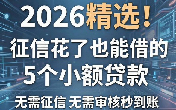 2026精选!征信花了也能借的5个小额贷款,无需征信无需审核秒到账