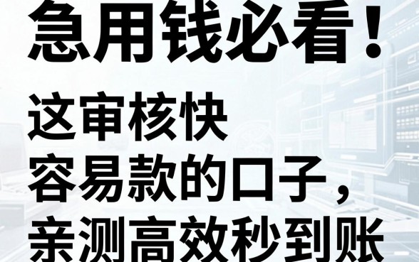 急用钱必看!这几家审核快容易下款的口子,亲测高效秒到账!