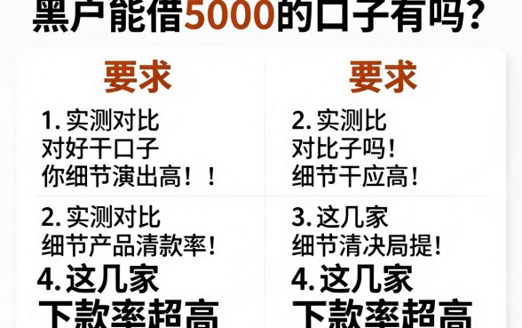 黑户能借5000的口子有吗?实测对比这几家下款率超高