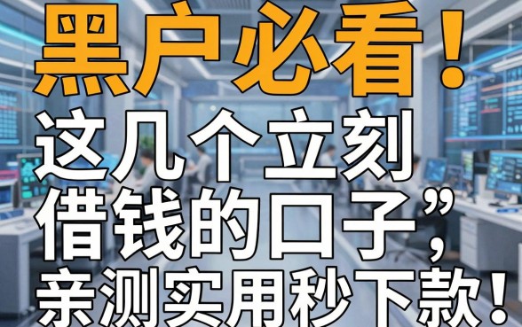 黑户必看！这几个立刻借钱的口子，亲测实用秒下款！