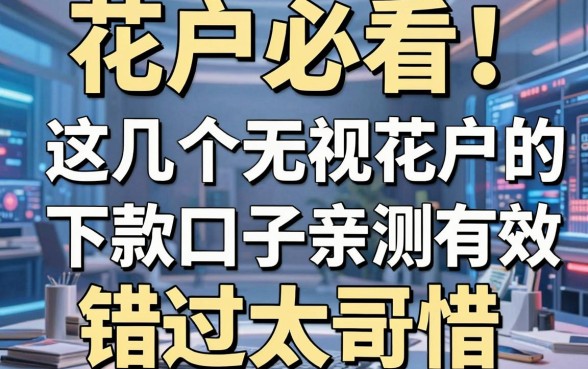 花户必看!这几个无视花户的下款口子亲测有效,错过太可惜