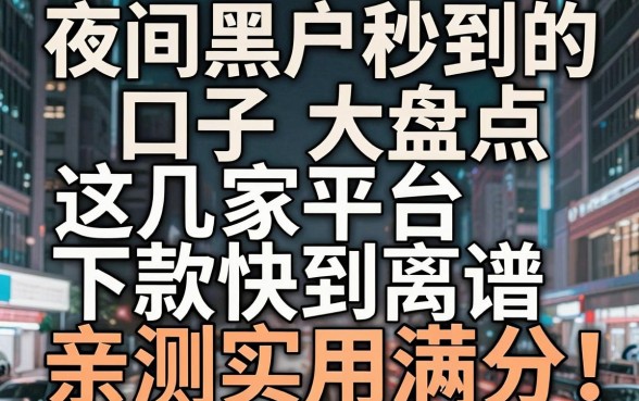 夜间黑户秒到的口子大盘点,这几家平台下款快到离谱,亲测实用满分!