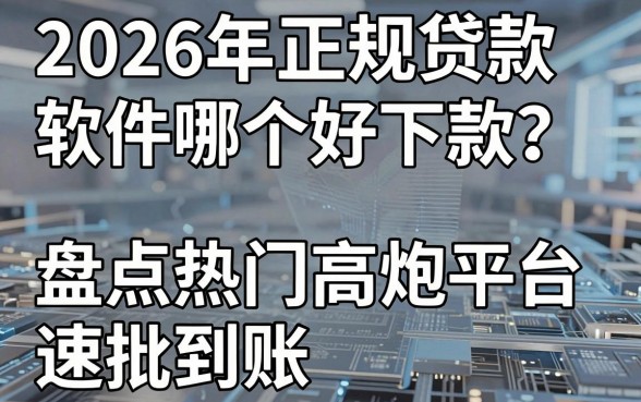2026年正规贷款软件哪个好下款?盘点5个热门高炮平台速批到账