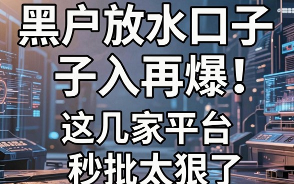 黑户放水口子入口再爆！这几家平台秒批太狠了！